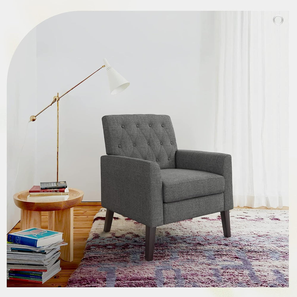 LUE BONA Upholstered Linen Accent Chair 18.5" H, Comfy Living Room Chair...