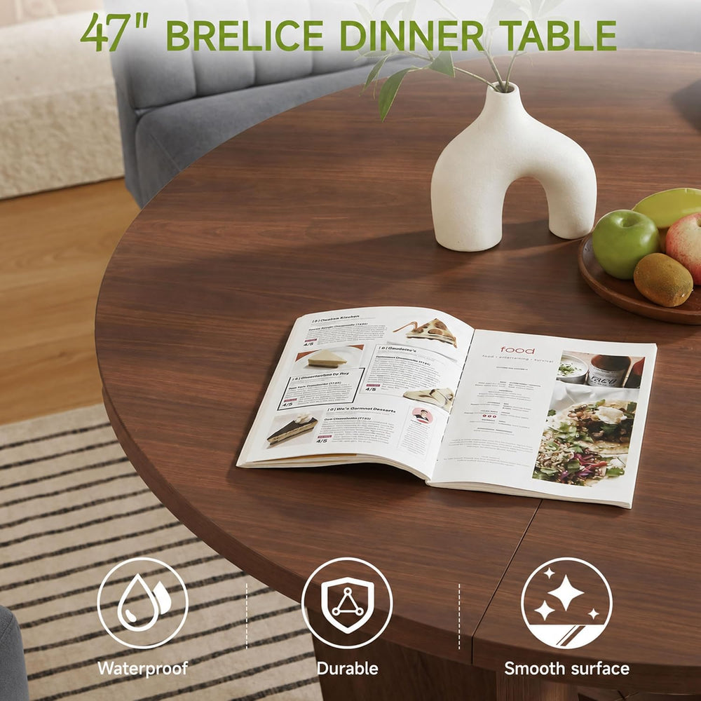 Brelice Breakfast Nook Table Set, Farmhouse 5-Piece Round Dining Table Set wi...