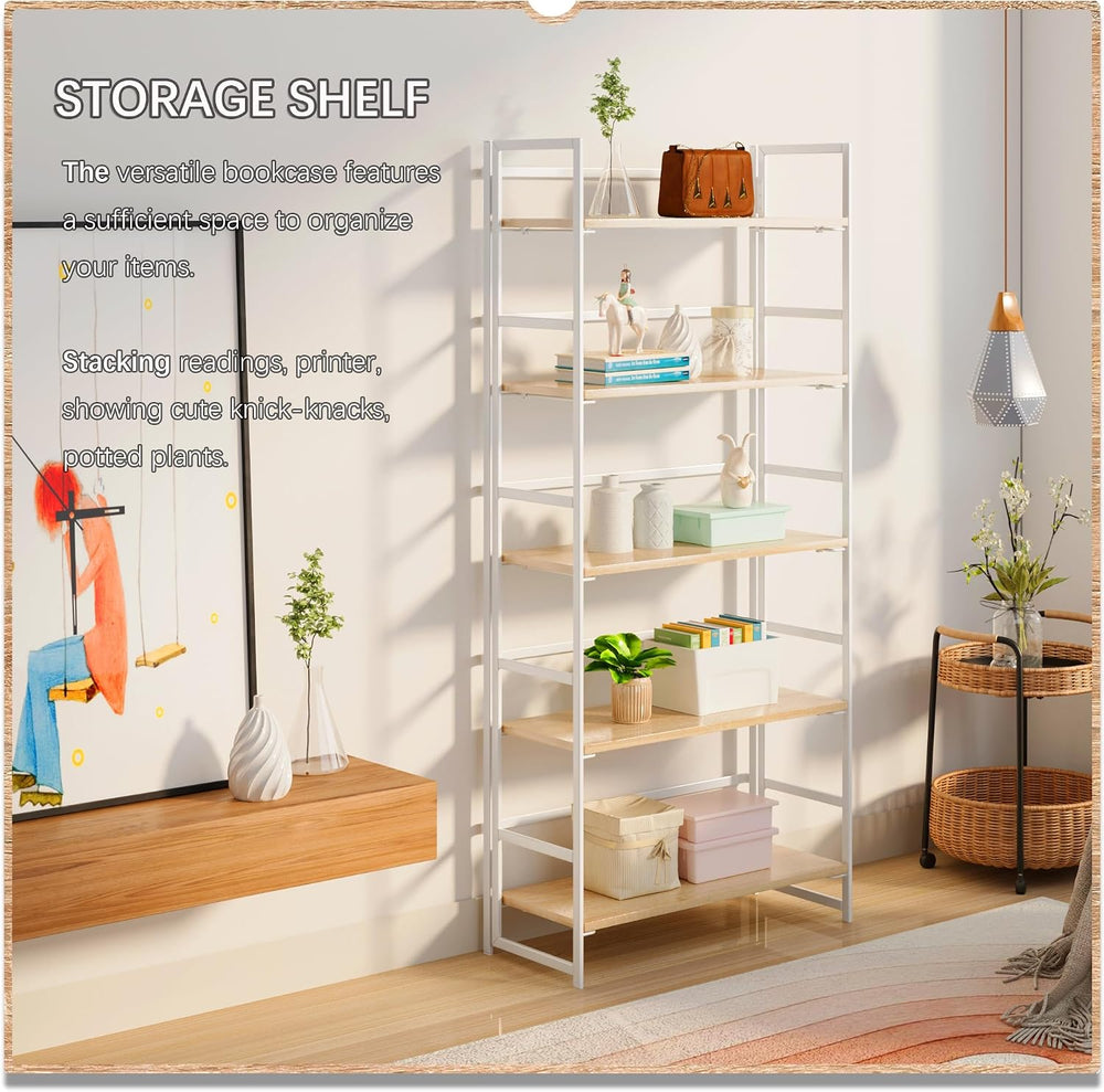 4NM No Assembly 5 Tier Collapsible Book Shelves, 51.2" H x 23.6" W ...