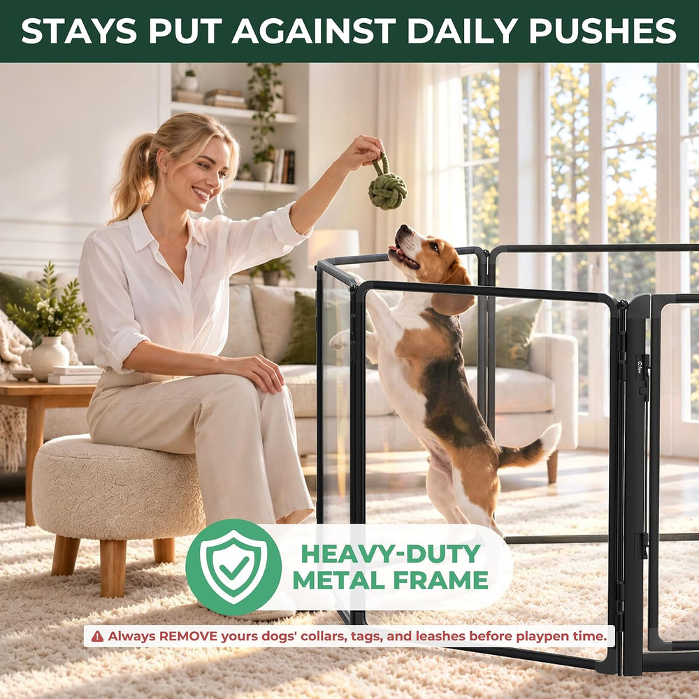 FXW AuraSpace Pro Clear Acrylic Indoor Dog Playpen, 32" H, 8 Panels
