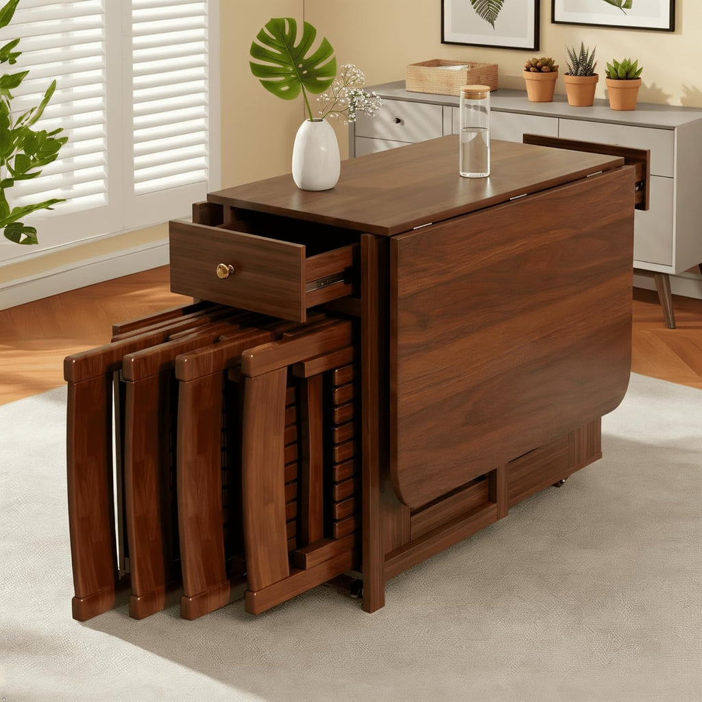 Drop Leaf Table and Chairs - 51" Fully Assembled Folding Dining Table