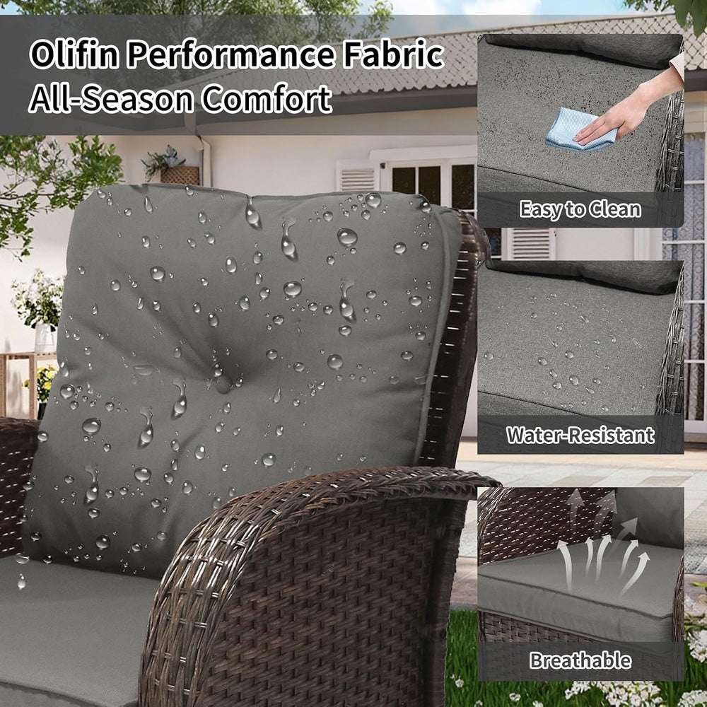 Patio Furniture Set 3 Pieces, Outdoor Swivel Glider Rocker Bistro Set