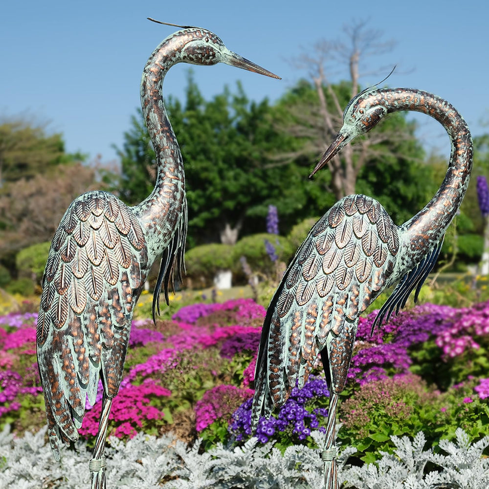 Kircust Garden Crane Statues Metal Heron Outdoor Statue 46 Inch