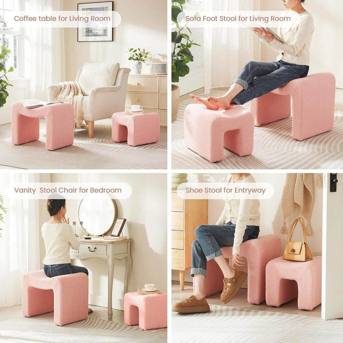 Ottoman Set of 2 Vanity Stool Chair Seating Backless