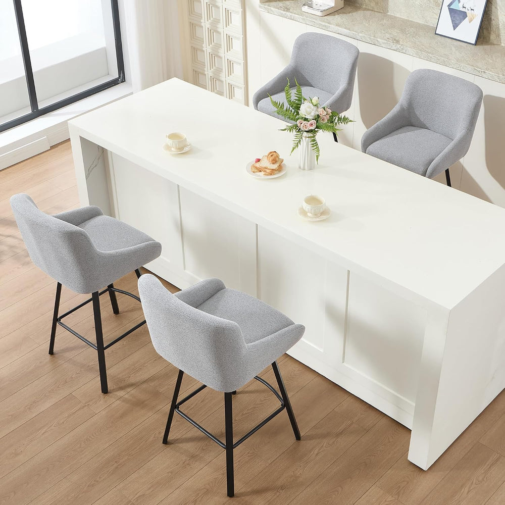 Swivel Bar Stools Set of 4, 26" Counter Height Barstools Light Grey