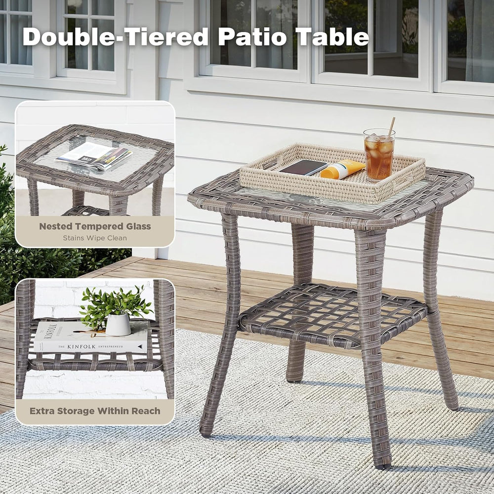 Belord Patio Wicker Swivel Rocker Patio Chairs with Side Table, Outdoor Ratta...