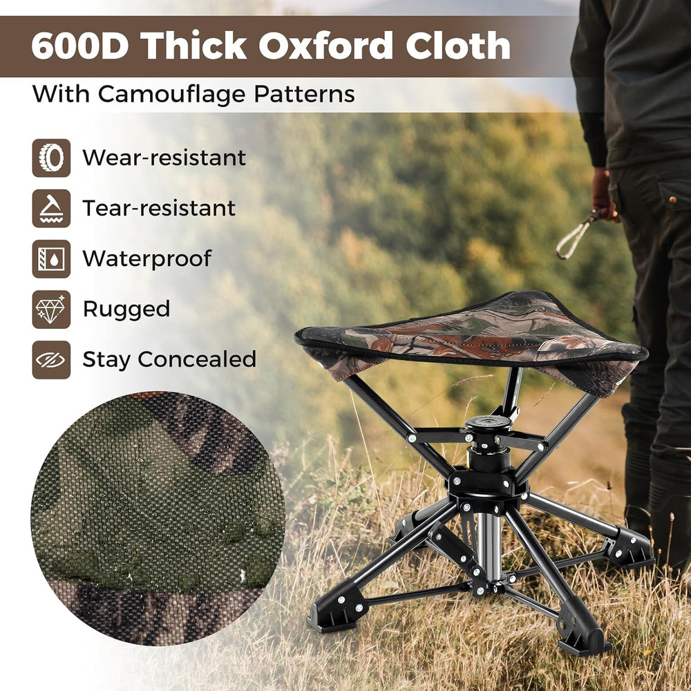 GYMAX 2 Pack 360° Swivel Camping Stool, Portable Folding Stool Seat with Carr...
