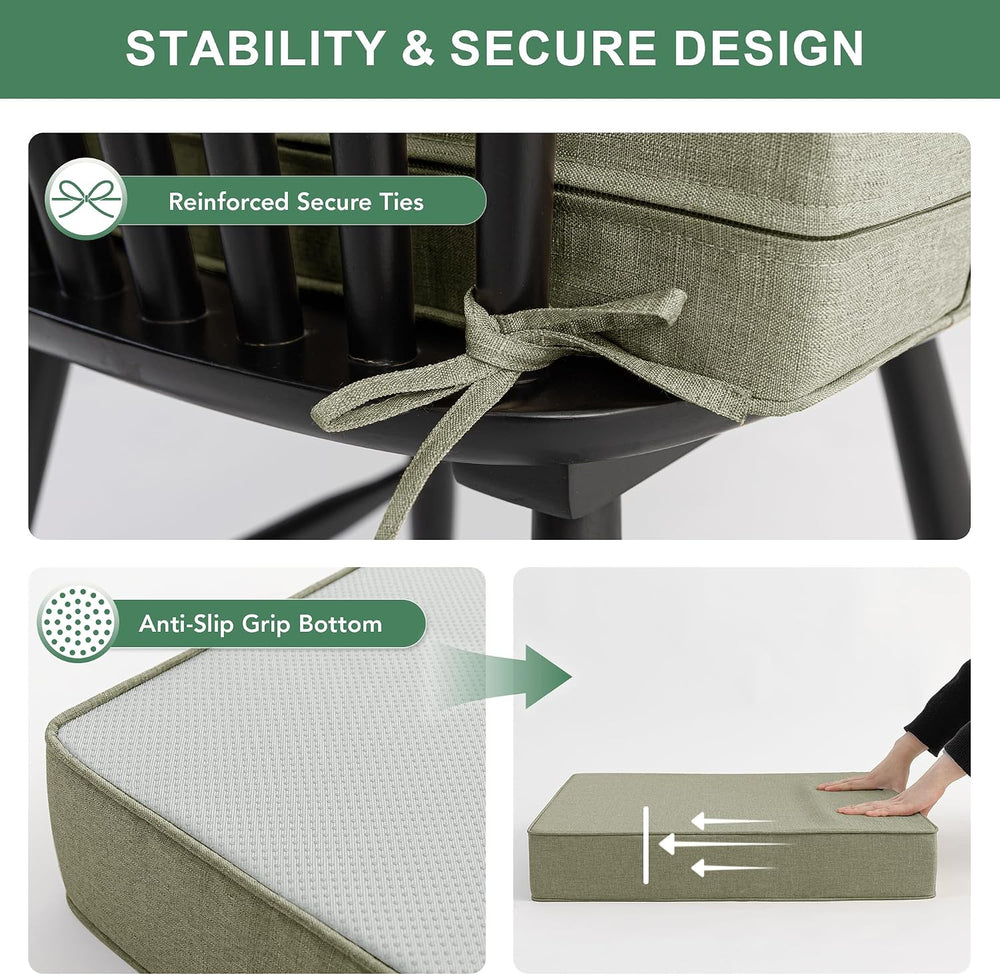 Summsun Water Resistant Outdoor Chair Cushions, Faux Linen Backrest and Deep ...