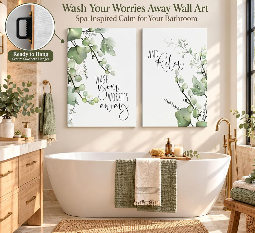 UHVBBCO 2 Pcs Eucalyptus Botanical Canvas Wall Art 12x16in
