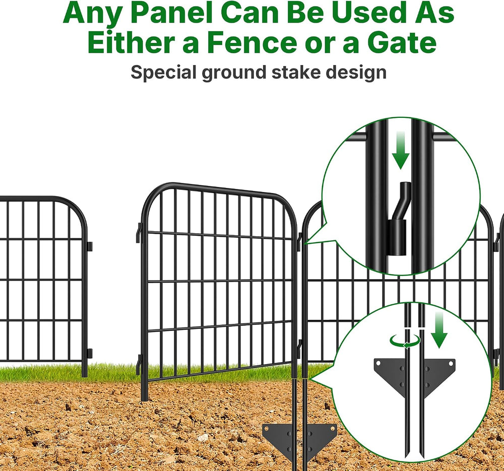 AMAGABELI 10 Panels 24 in(H) X 22 ft(L) Decorative Garden Fence Gate,No Dig D...