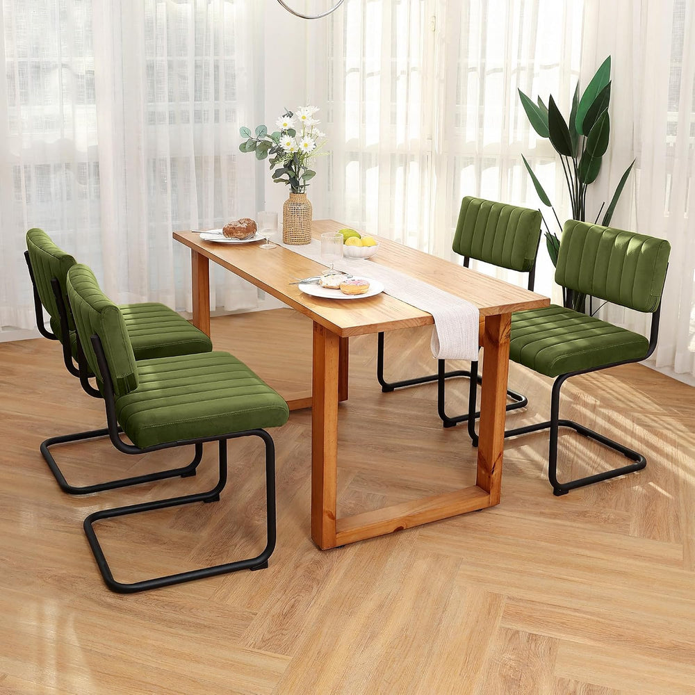 ONEVOG Mid Century Modern Dining Chairs Set of 4, Green Velvet Kitchen Chairs...