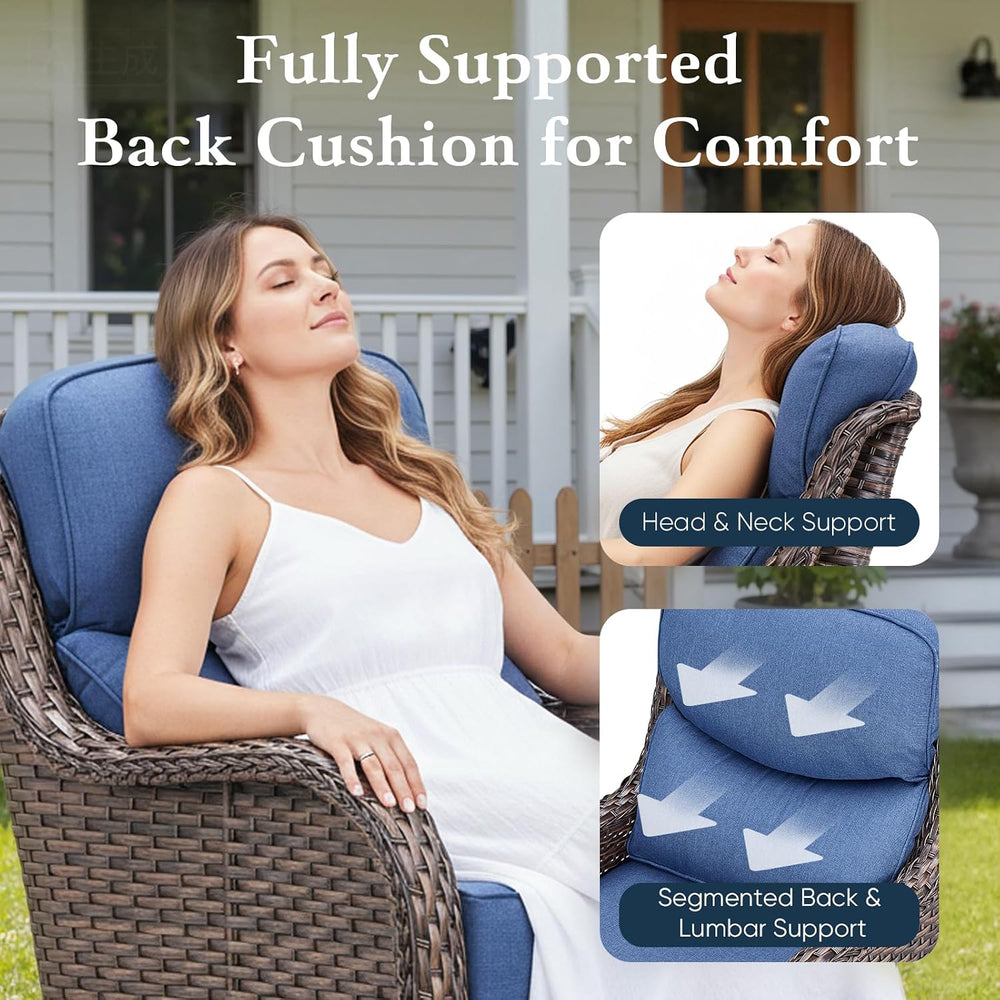 Belord Luxury 6" Thick Cushioned 10 Pieces Patio Furniture Set with Fire...