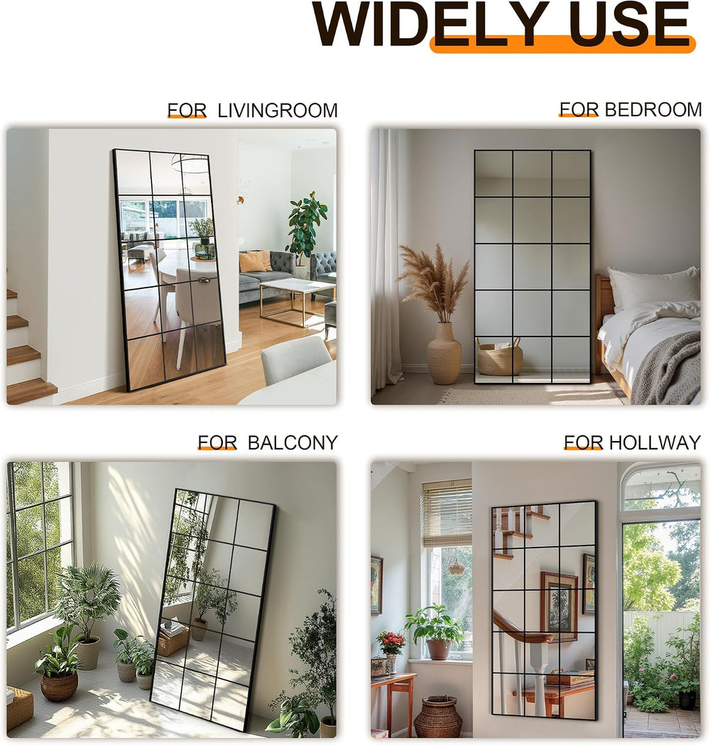 Delma Window Pane Full Length Mirror, 32"x64" Large Window Mirror, ...