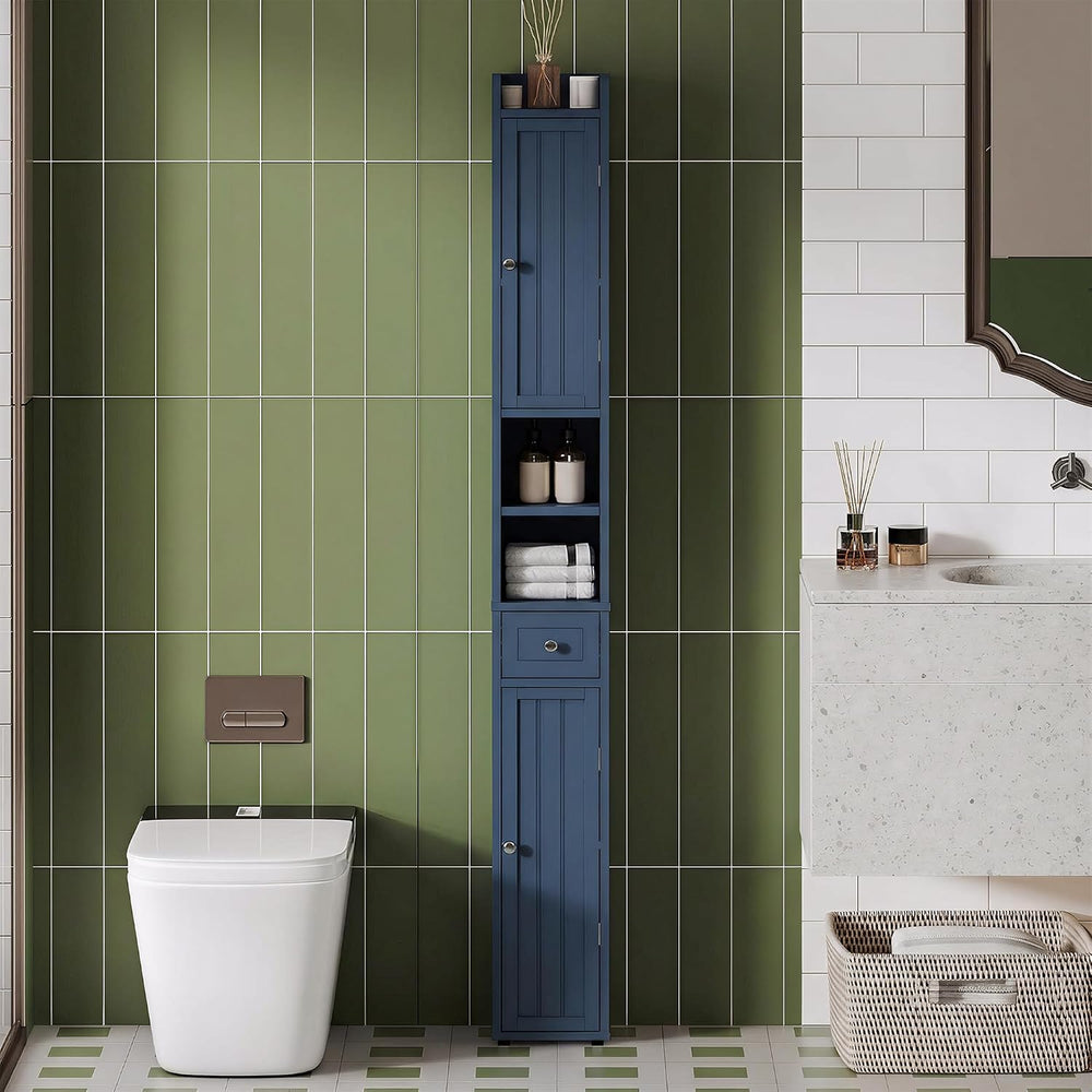 ChooChoo Narrow Bathroom Storage Cabinet with Adjustable Shelves and Drawer