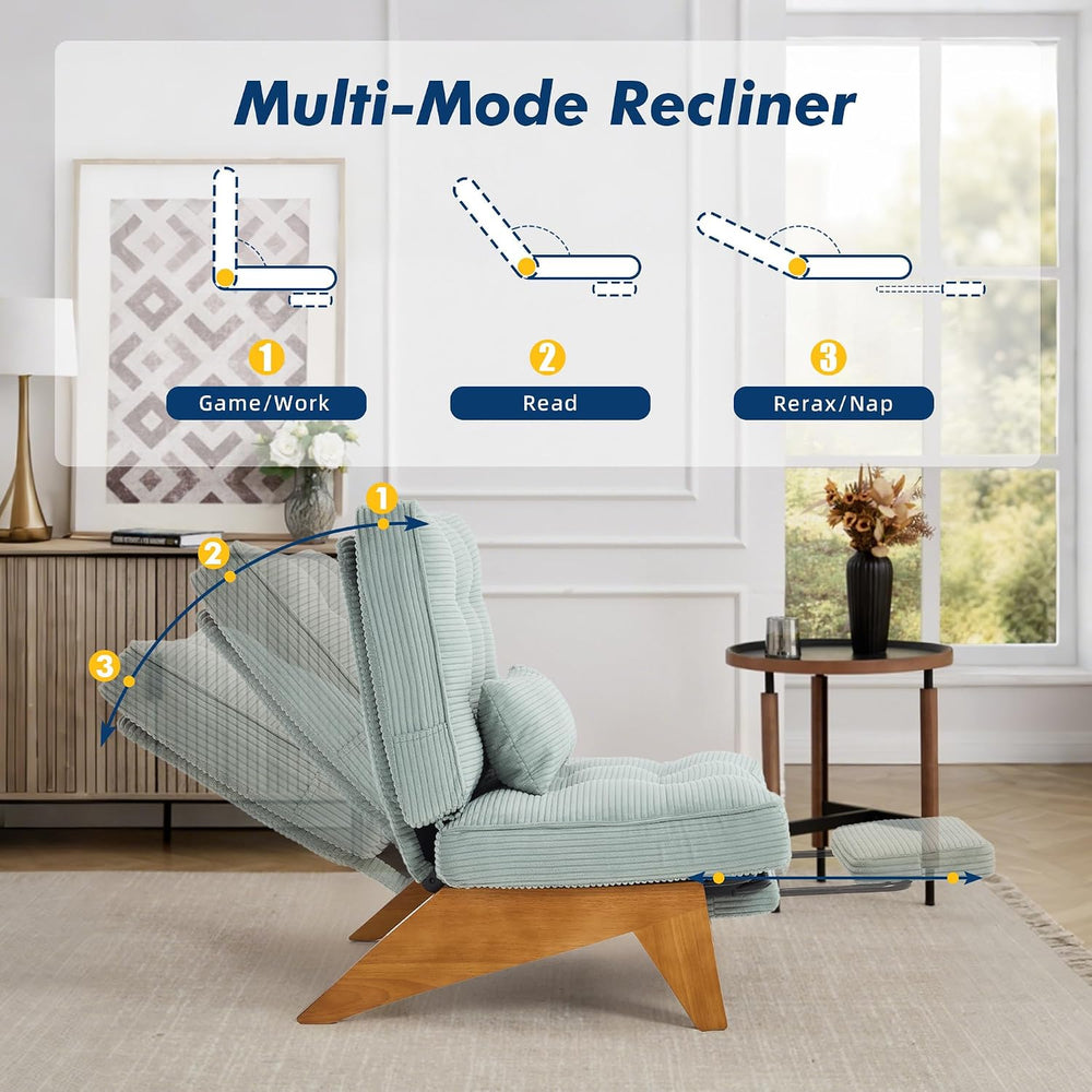 Accent Chair with Ottoman for Reading Room, Green
