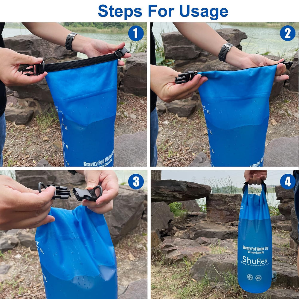 6L Gravity-Fed Water Bag for Sawyer Survival Water Filter Straw