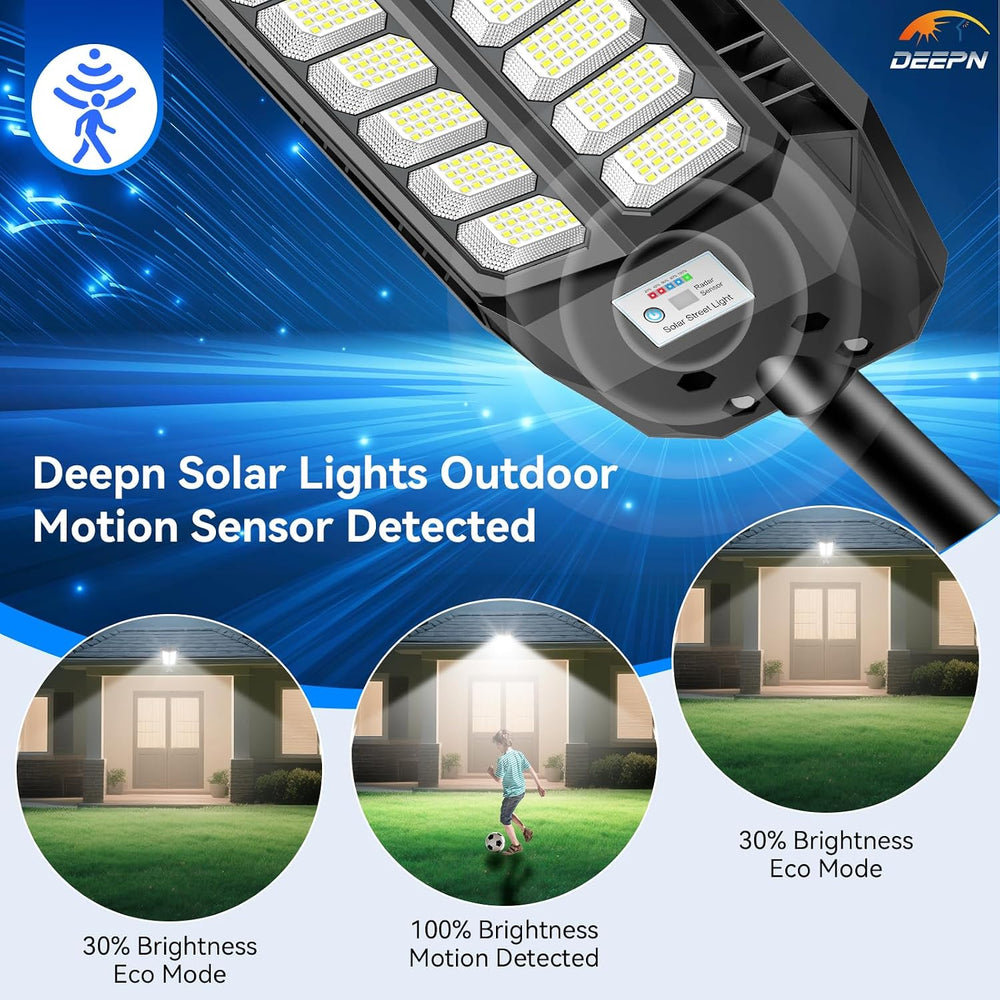 Deepn Ultra Bright Solar Lights Outdoor 8000W with Motion Sensor, TW003