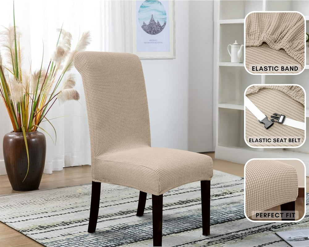 SPRINGRICO 6 Pack Dining Room Chair Covers with seat Belt, Stretch Parsons Ch...