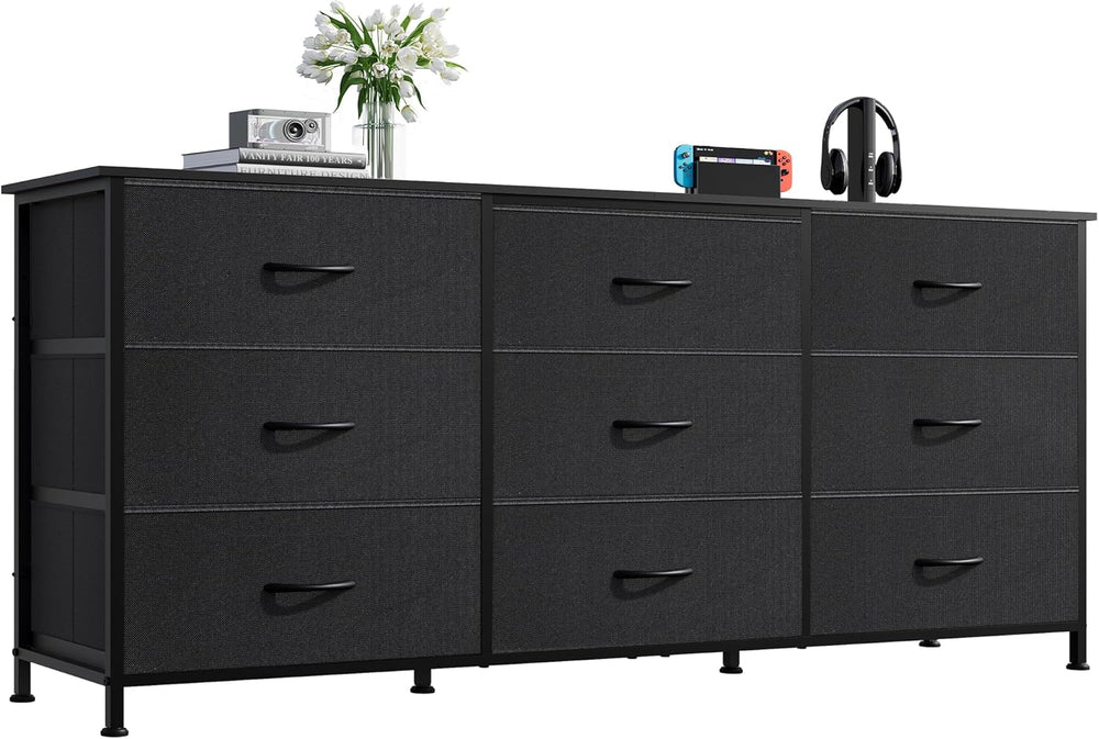 WLIVE Dresser TV Stand for 65'' TV, 9 Fabric Drawers of Wide Dresser,...