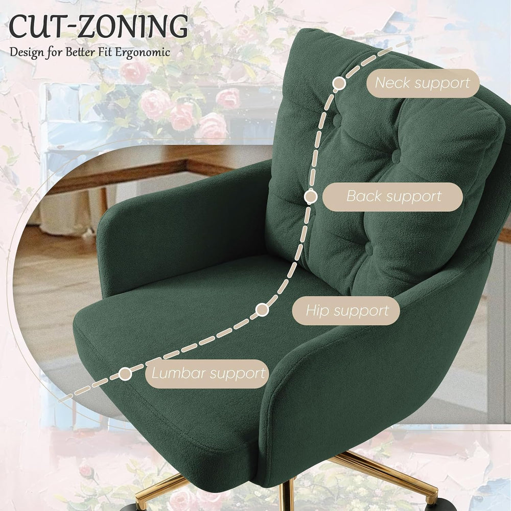 Modern Home Office Chair Velvet Desk Chair Accent Armchair Gold Legs
