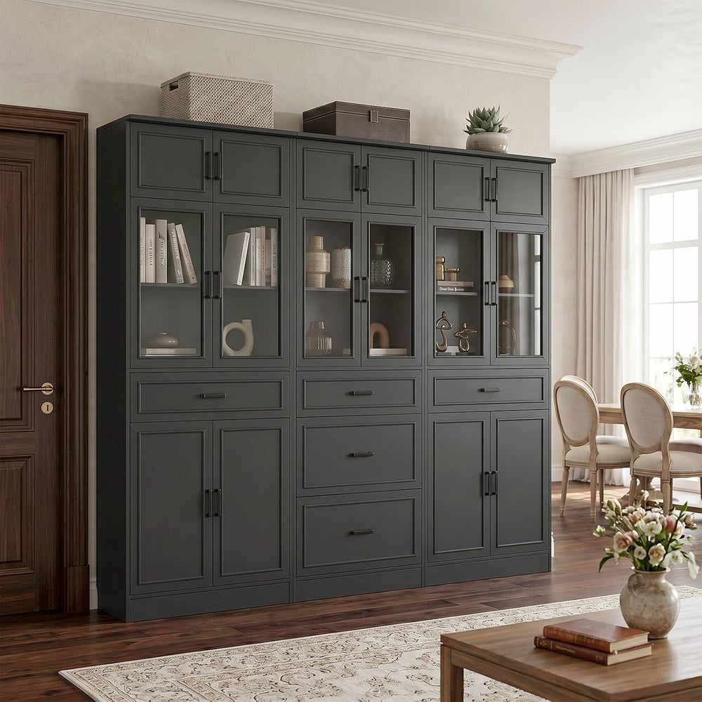 Unikito 80" Tall Modular Kitchen Pantry Storage Cabinet with Glass Doors