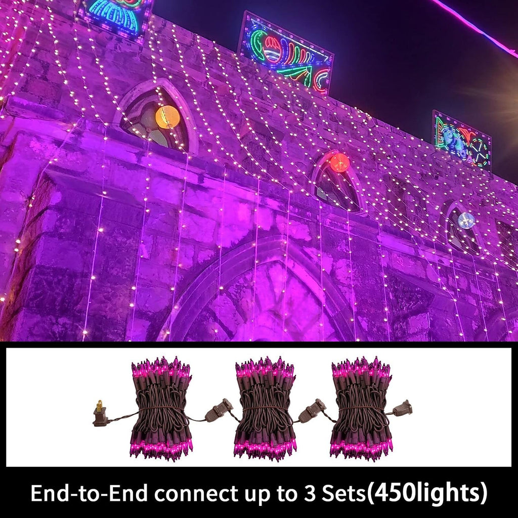 LAMPHOME Purple Halloween Lights, 300 Mini Fairy Lights 63.8ft(2pk of 150L) Halloween String Lighting, Brown Wire Halloween Holiday Décor for Home, Christmas Tree, Bedroom, Patio