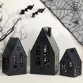 Beeveer 3 Pack Metal Halloween Haunted Houses Black Village House Decor