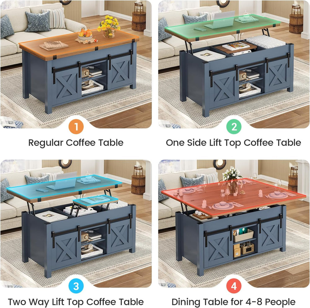 SEDETA Farmhouse Lift Top Coffee Table with Storage and Hidden Compartment