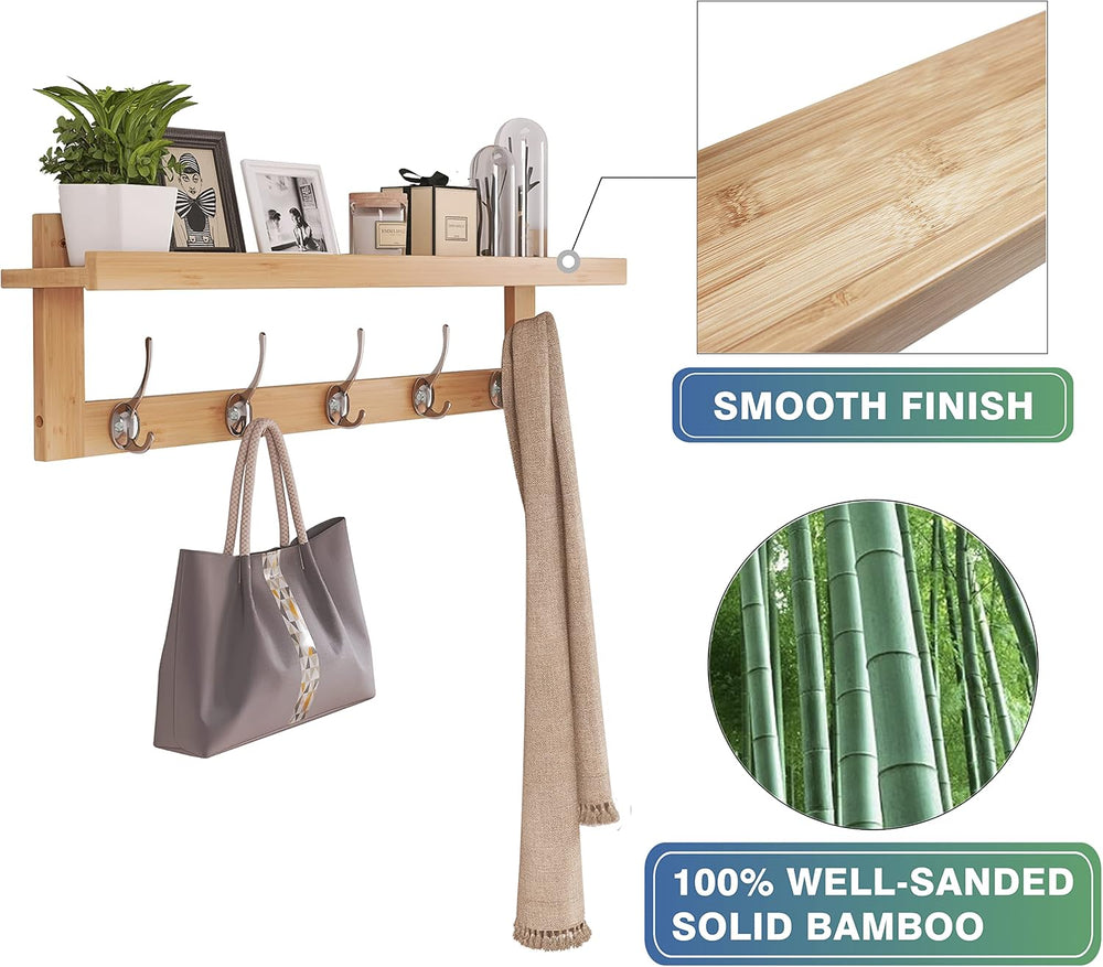 SMIBUY Coat Hooks with Shelf Wall-Mounted, 29.2 Inch Entryway Coat Rack for W...