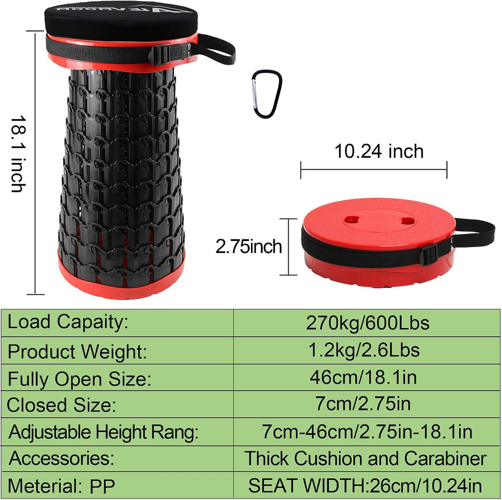 ALEVMOOM Telescoping Stool with Thick Cushion, H18.1 D10.24 Portable Collapsi...