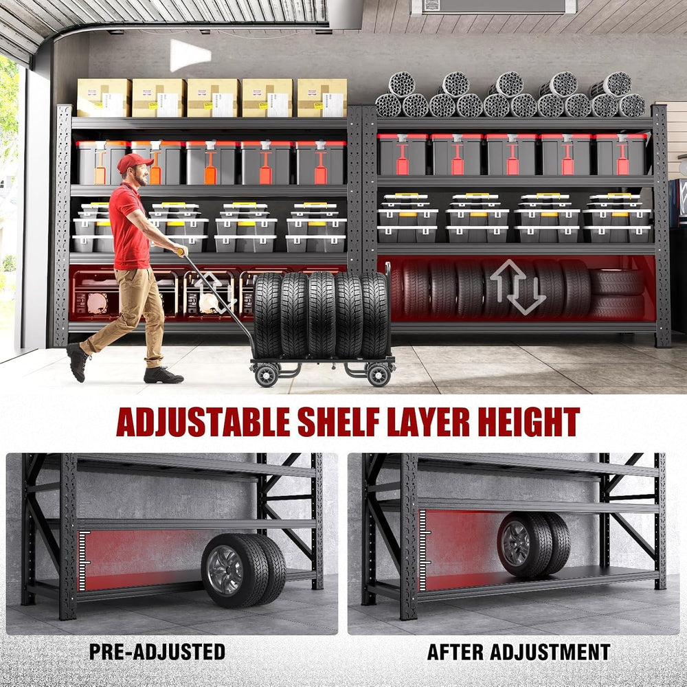 59" W Heavy Duty Storage Shelves, Adjustable Garage Shelving Unit, Rust ...