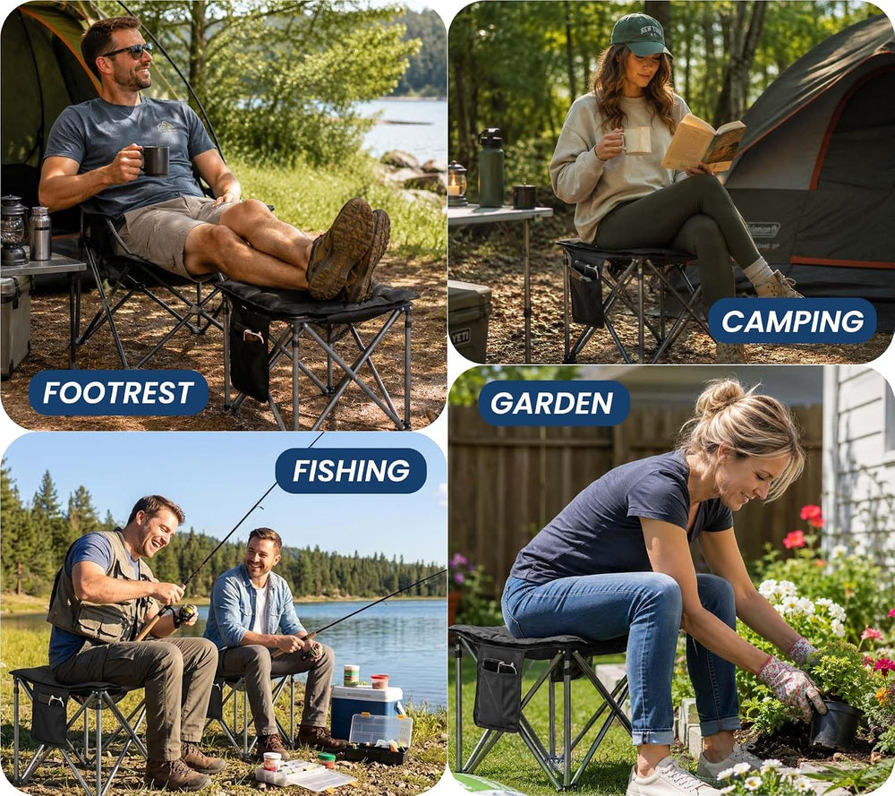 Bolosy Oversized Camping Stool with Removable Padded Camp Chair Footrest