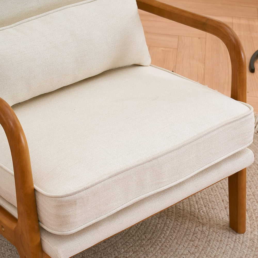 Bonnlo Fine Beige Accent Chairs Set of 2, Upholstered Mid Century Modern Loun...