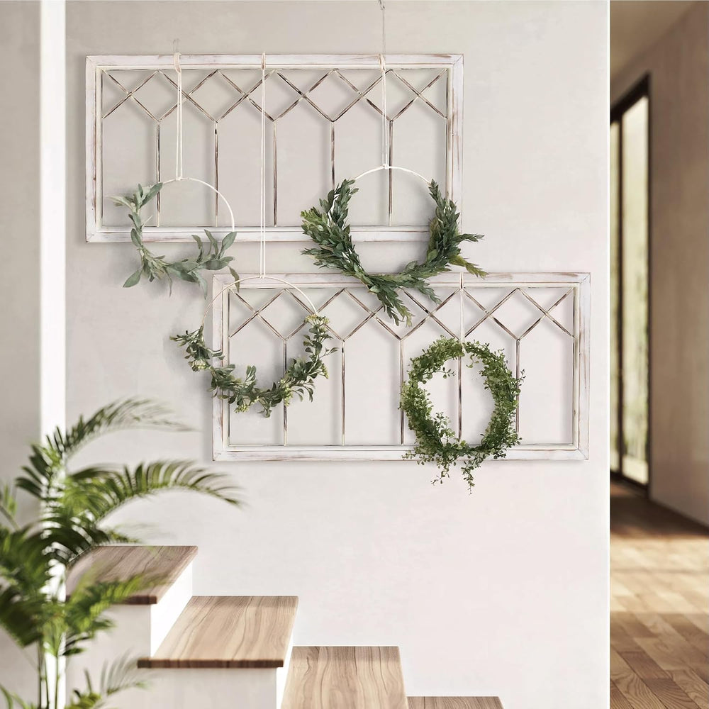 Oakrain Wood Window Frame Wall Art, 39"x 20" Rustic Wall Decor for ...
