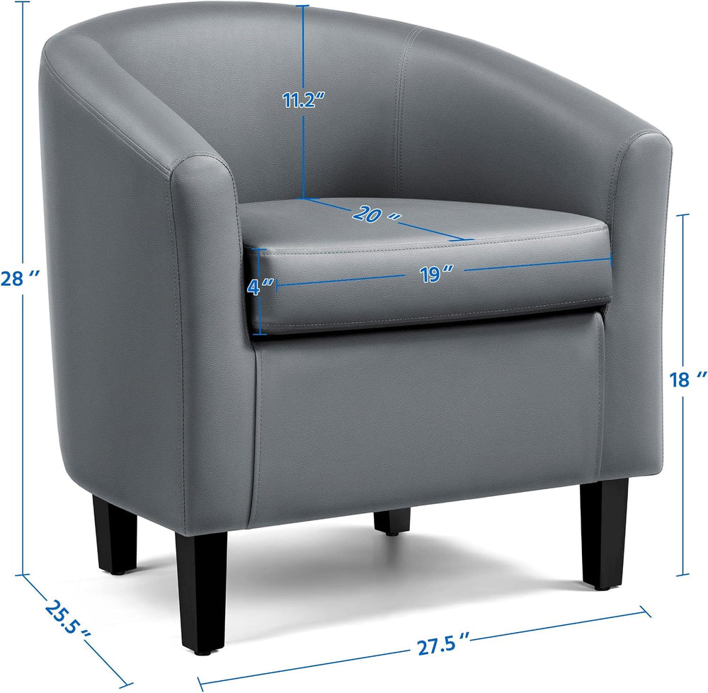 Yaheetech Accent Chairs, Faux Leather Barrel Armchairs, Gray