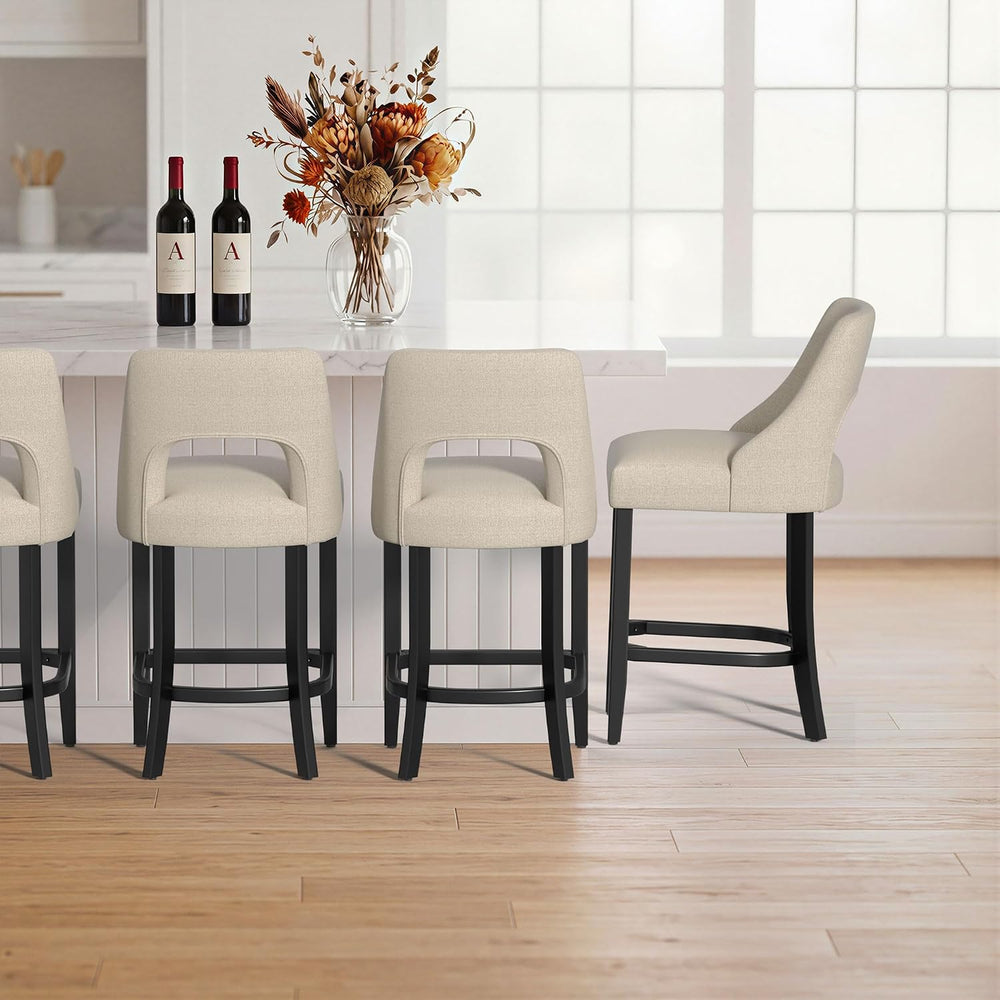 UVV Bar Stools Set of 4, Upholstered Counter Height Bar Stools, Modern Counte...