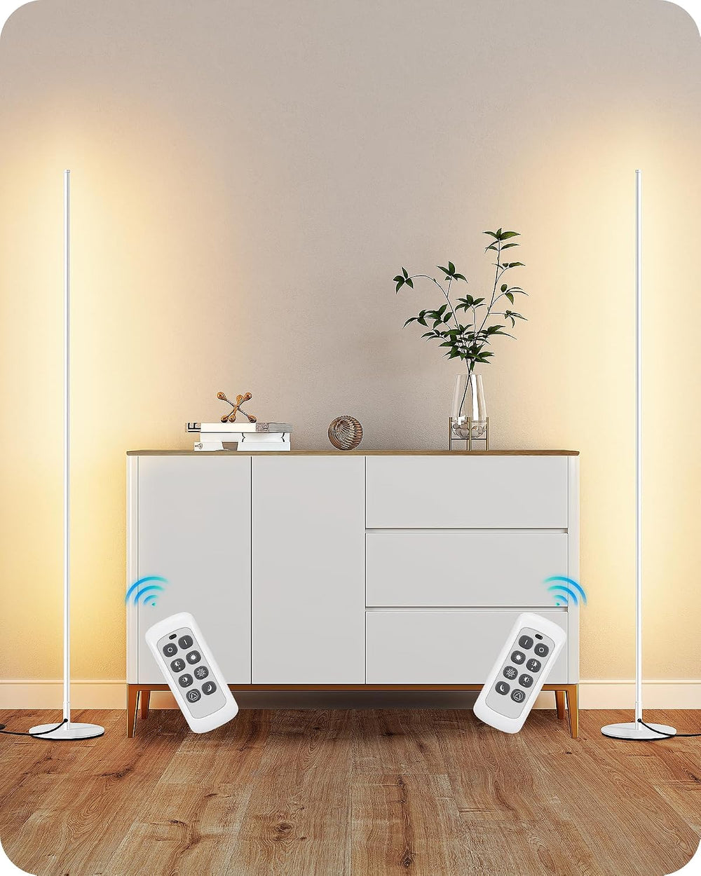 EDISHINE 2 Pack 57.5” Floor Lamps with Remote, Stepless Dimmable & 7 CCT