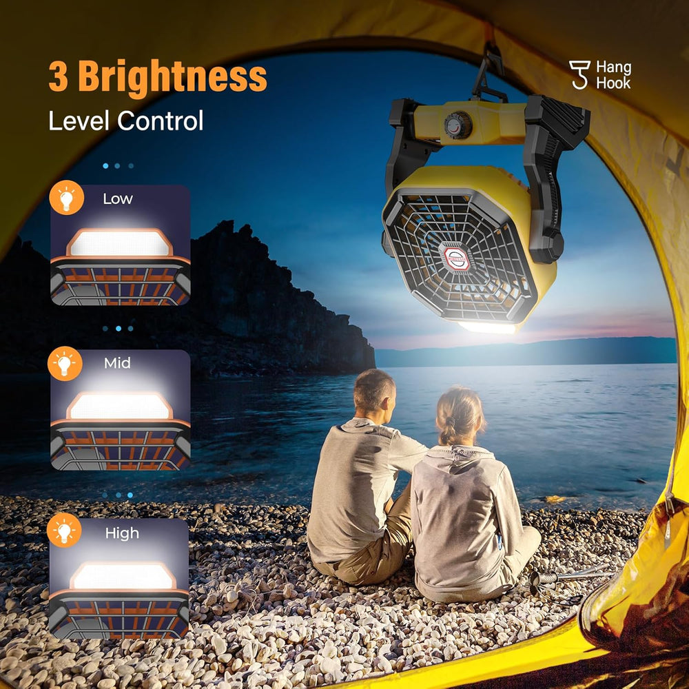 JINLICTE Solar Fan with LED Lantern, Camping Fan with 7W Solar Panel, Recharg...