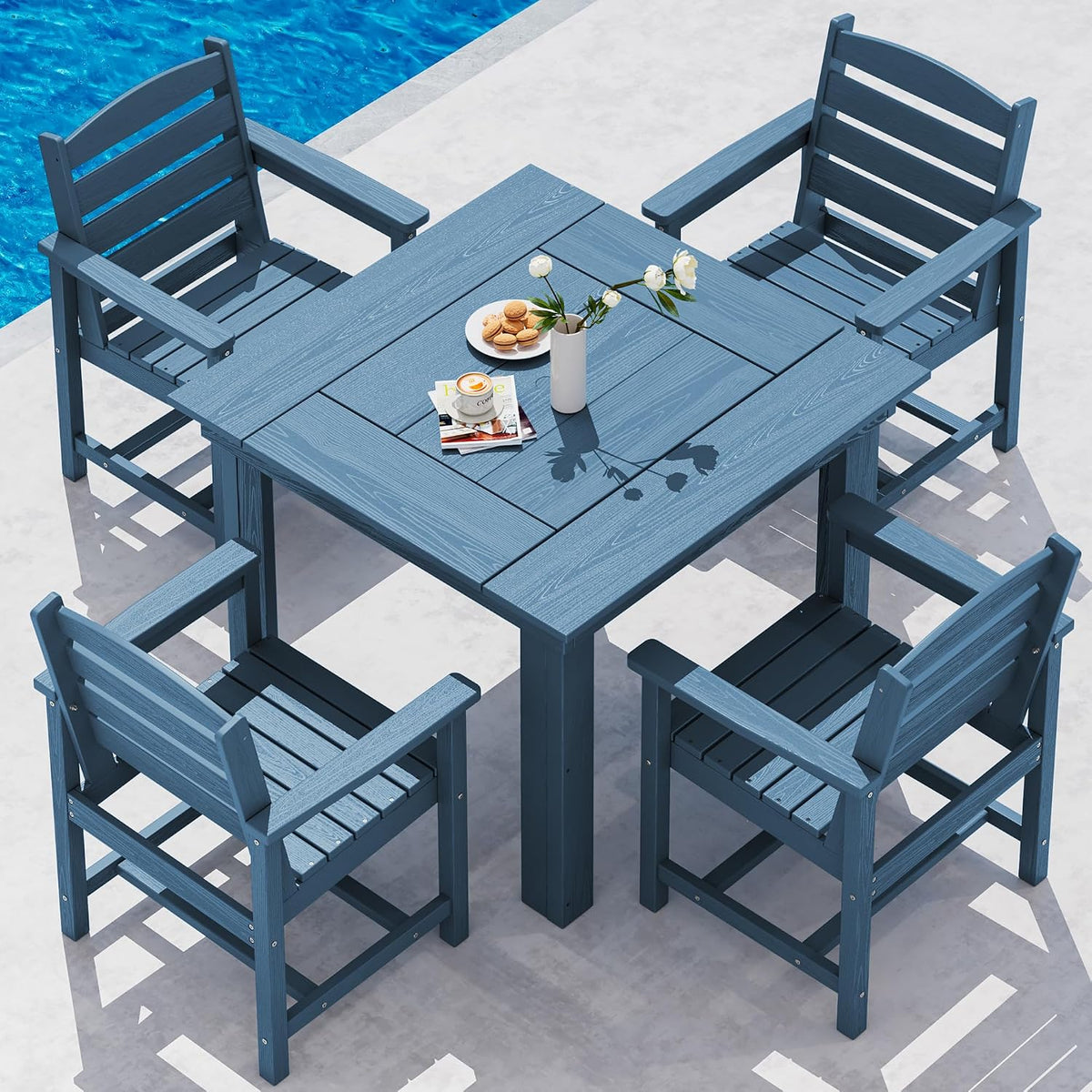 SERWALL HDPE Outdoor Square Dining Set for 4