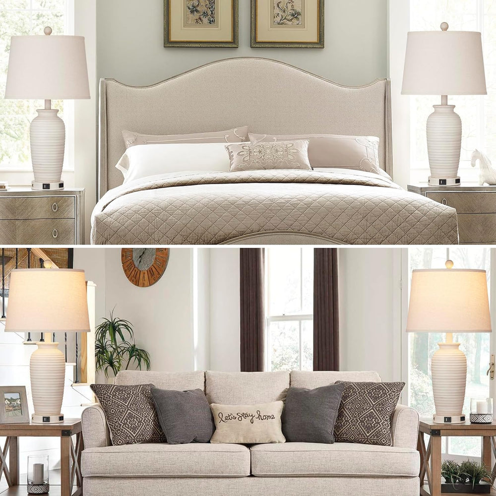 CINSARY 24.3" Farmhouse Jar Table Lamps Set of 2, 3 Way Touch Control Ru...