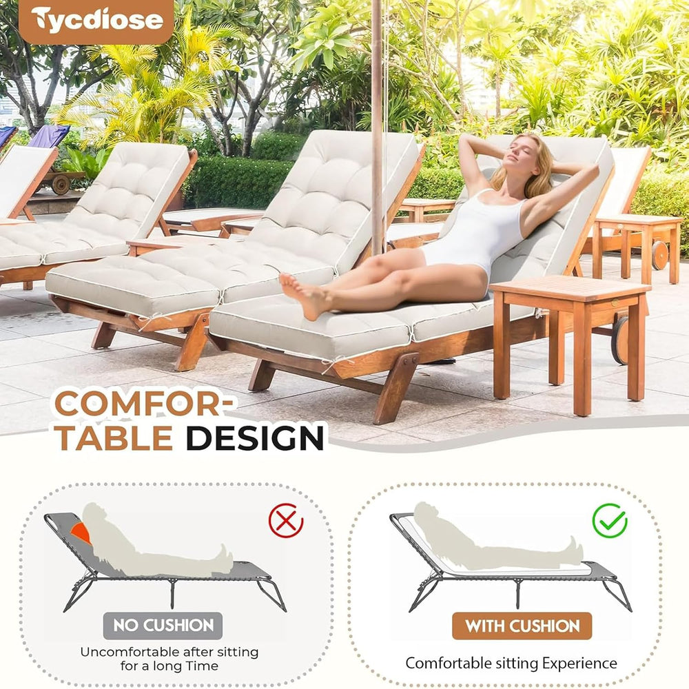 Outdoor Chaise Lounge Chair Cushion, Waterproof Non-Slip Patio Chaise Lounge ...