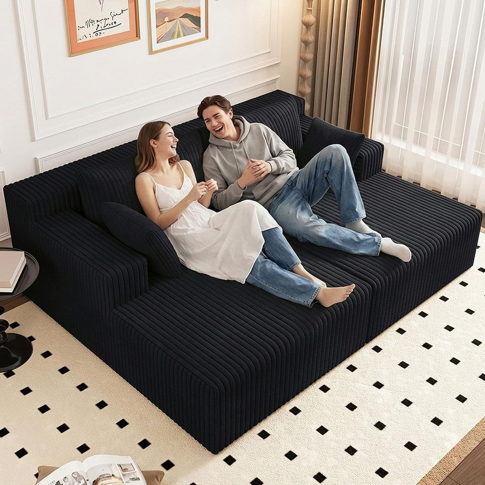 71" Oversized Double Chaise Lounges Indoor, Upholstered Corduroy Oversiz...