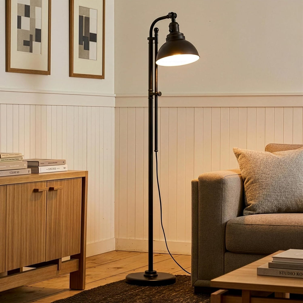Brightech Dylan Industrial Floor Lamp for Living Rooms & Offices, Bright ...