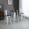 HOMCOM 3 Piece Industrial Dining Table Set, Bar Height, White and Brown