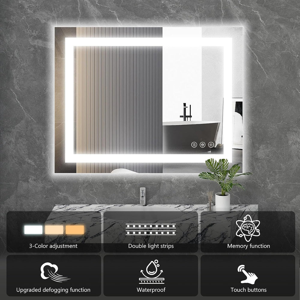 Sweetcrispy 24"x 32" Smart Anti-Fog LED Bathroom Mirror with Lights...