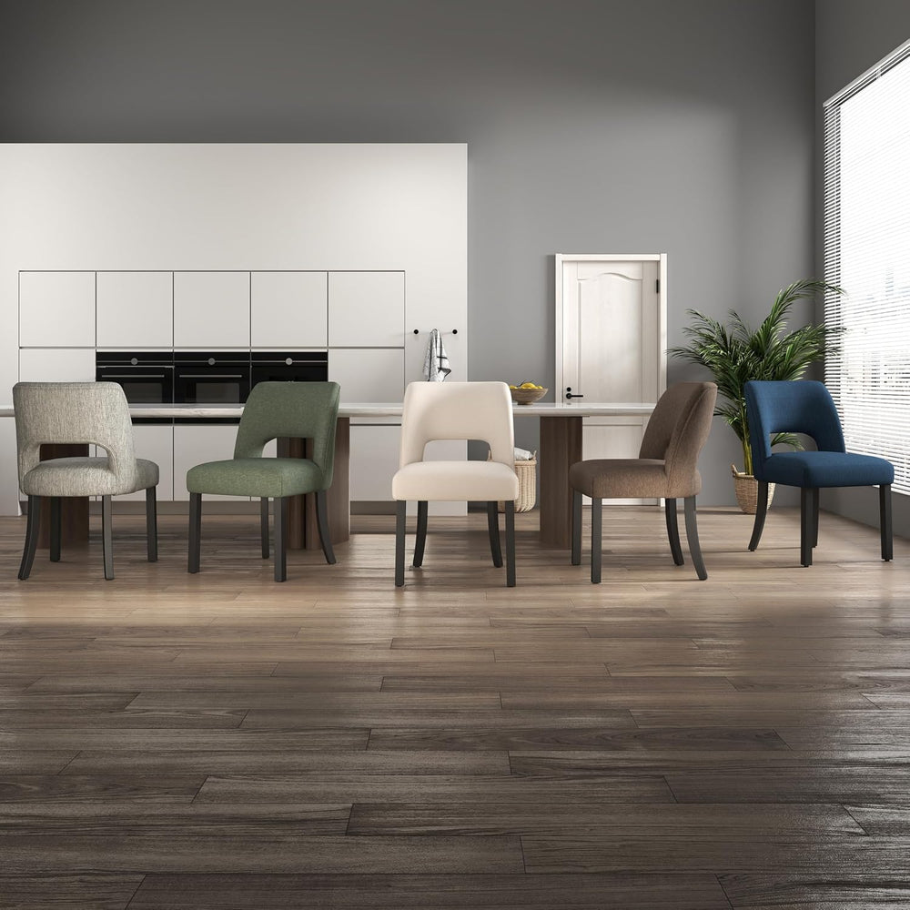 VKNOW Dining Chairs Set of 4, Fabric Dining Chairs, Grey-Black Legs