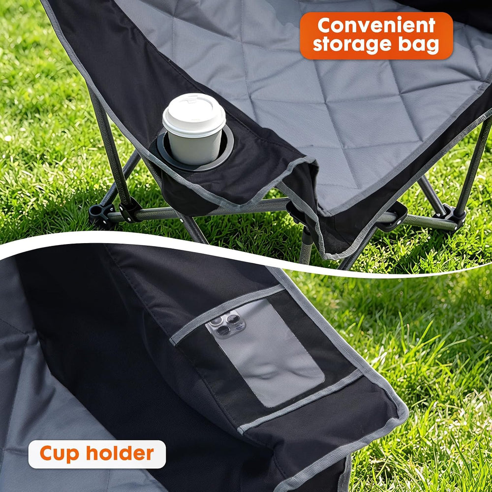 2 Pack Big & Tall Camping Chairs, Padded Folding Chairs for Heavy Adults