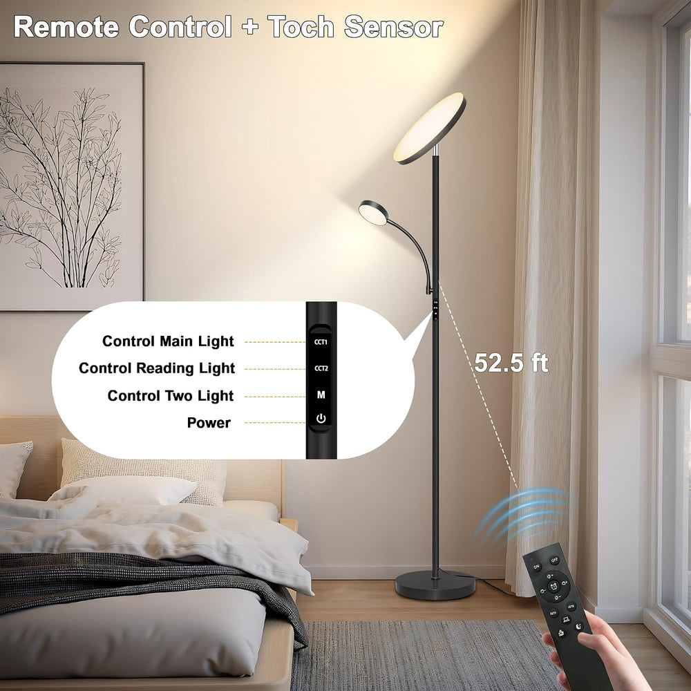 Floor Lamp-42W/4200LM Super Bright Floor Lamp,Dimmable 2-in-1 LED Floor Lamp ...