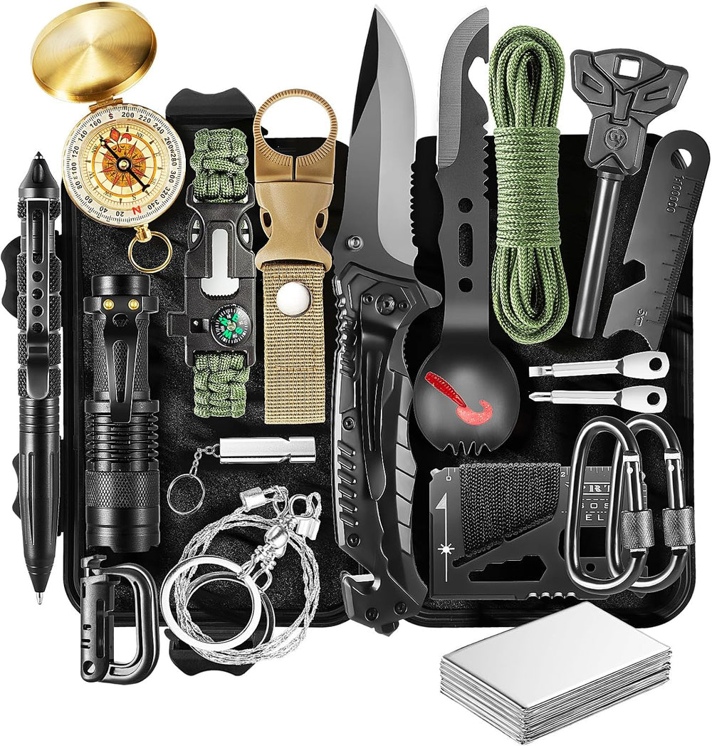 Survival Kit 20-in-1, Emergency Gear for Men: Camping Essentials