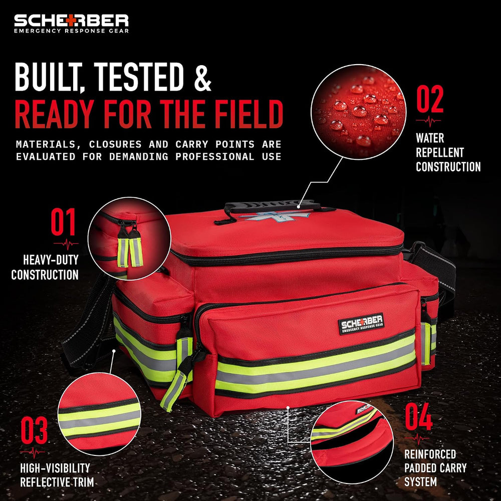 Scherber First Responder Fully-Stocked Professional Essentials EMT/EMS Trauma...